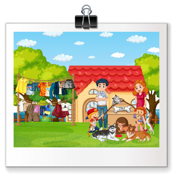 一张以白色为背景的幸福家庭的照片图片下载