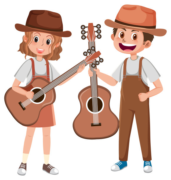 白色背景的音乐家卡通人物图片下载