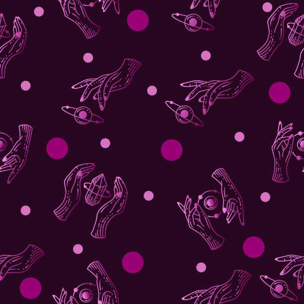 集无缝图案紫色神秘天体图片下载