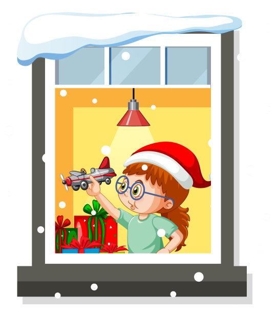 透过窗户观看圣诞主题的卡通人物图片下载