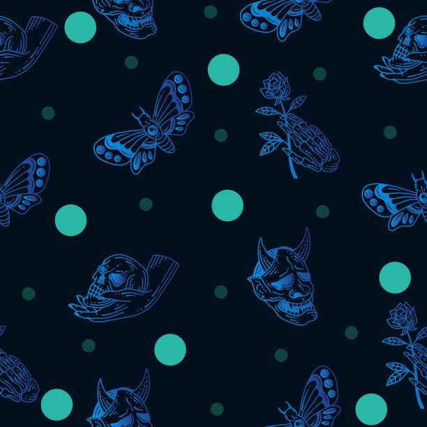 集无缝图案蓝色神秘天仙图片下载