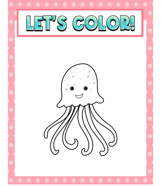 工作表模板欢喜。许多颜色! !文字和水母的轮廓图片下载