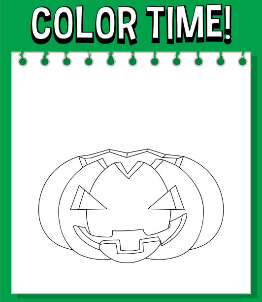 工作表模板与颜色时间!文字和南瓜万圣节大纲图片下载