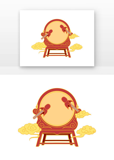 原创手绘国潮鼓吉祥云元素图片下载