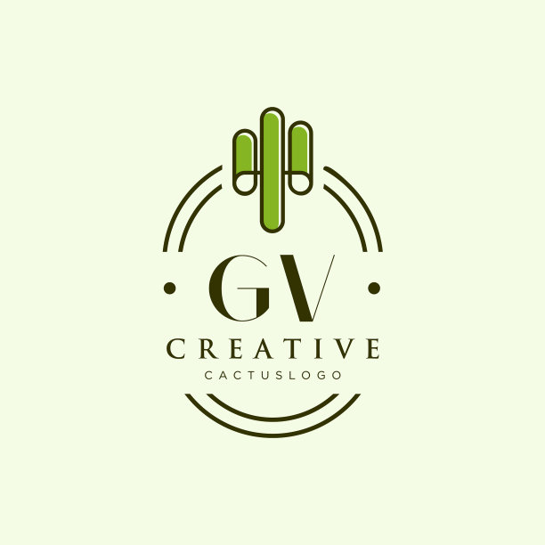 Gv首字母绿色仙人掌标志图片下载