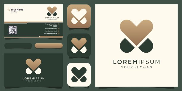 字母x结合心形标志设计图片下载