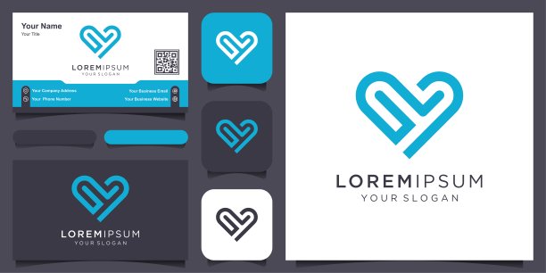 心向量符号。情人节彩带标志型。抽象线条医疗卫生标志icon设计。图片下载