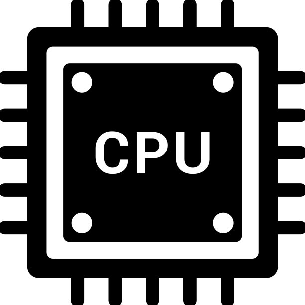 芯片电脑CPU处理器图标黑色图形图片下载