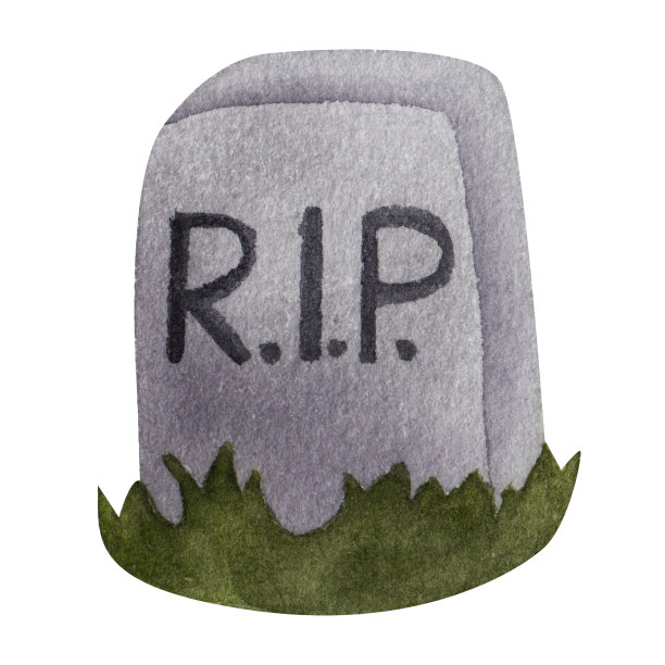 墓碑上。万圣节。水彩元素图片下载