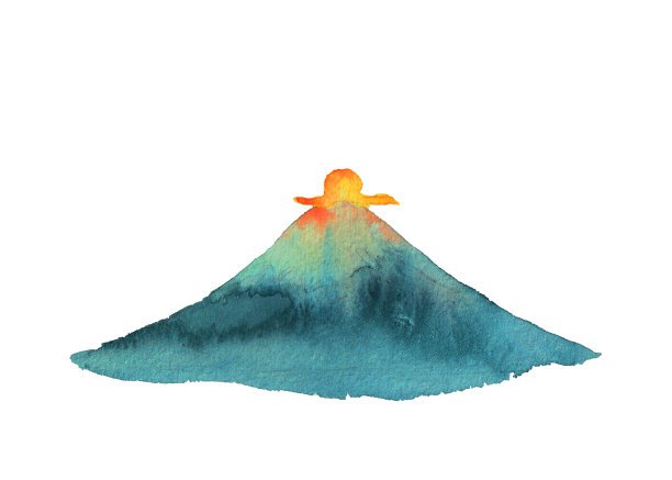用水彩画的富士山的第一次日出图片下载