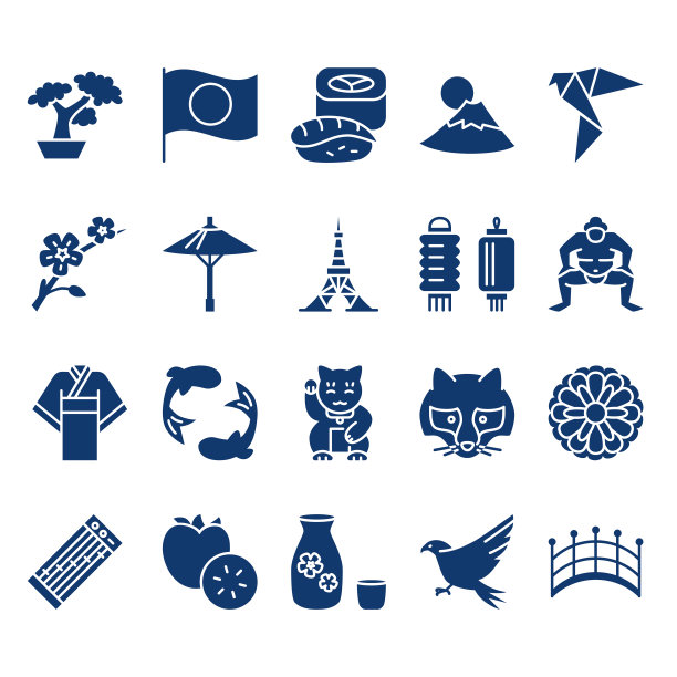 日本图标设置在字形风格图片下载