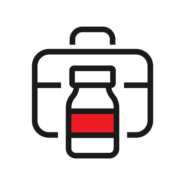 急救箱和药丸线条图标图片下载