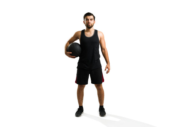 一个运动积极的男人准备开始他的有氧运动的肖像图片下载