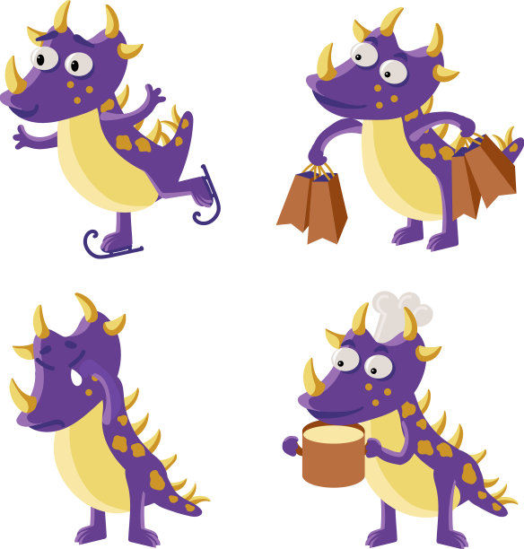 一套可爱的卡通小恐龙哭泣图片下载