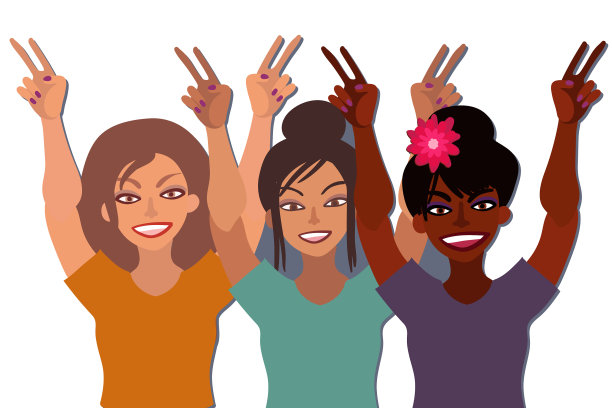 一群快乐微笑的不同种族的女性图片下载