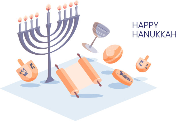 光明节快乐贺卡模板与烛台图片下载