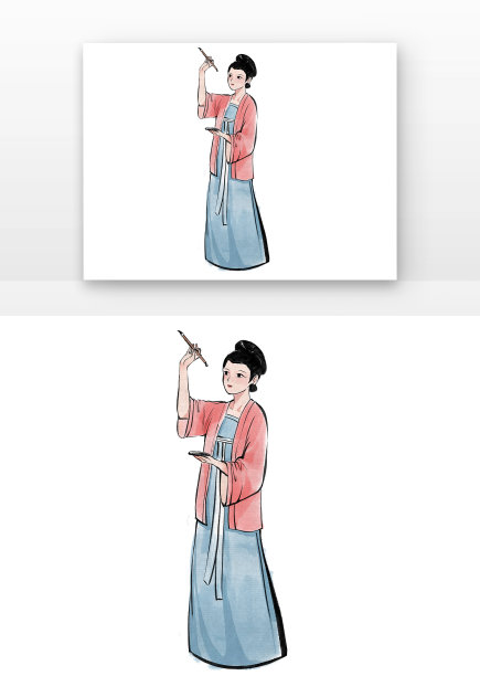 古风水墨明代女性绘画元素图片下载