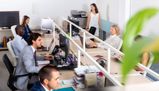 多种族的成功商业人士在现代联合办公空间的日常工作图片下载