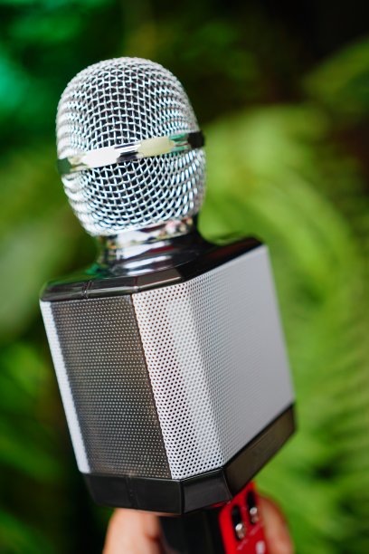 便携式麦克风和放大在手图片下载