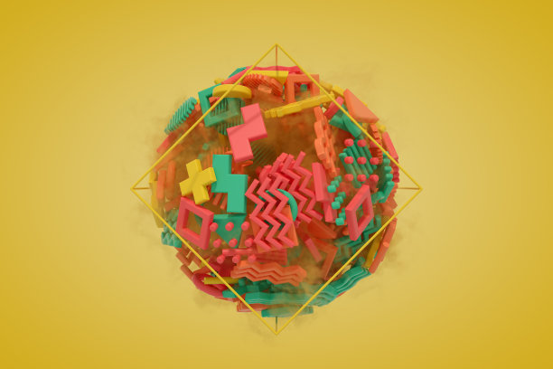 抽象几何形状背景在飞行球形形状图片下载