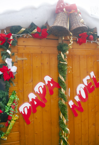 诺埃尔爸爸的标志，木屋木门，圣诞装饰品。图片下载