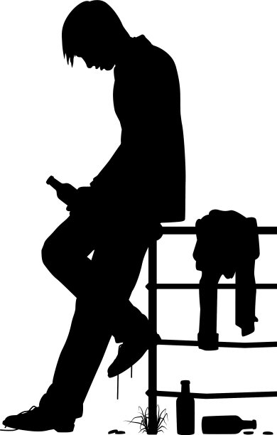 醉醺醺的年轻人剪影图片下载