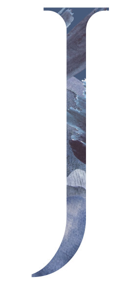 水彩蓝色大写字母J孤立插图，夏季设计元素图片下载