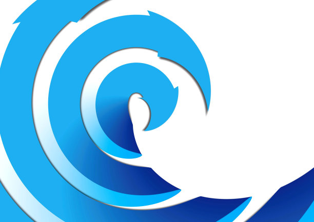 抽象的蓝色波浪在白色背景上旋转图片下载