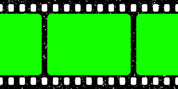 现实的垃圾电影带，相机卷。老复古影院电影带空白绿色色度关键背景。模拟视频录制和摄影。视觉特效合成。矢量图图片下载