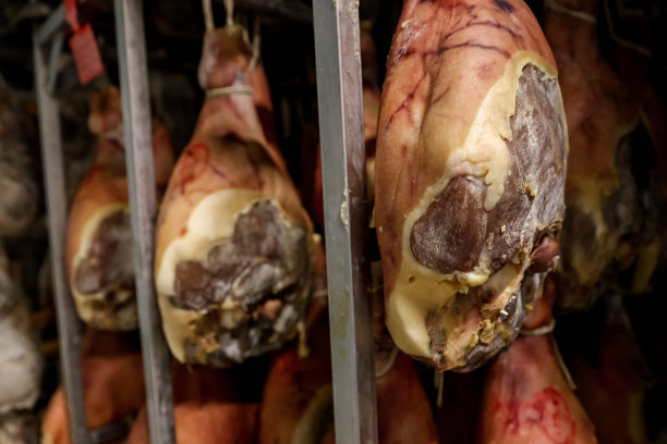 意大利摩德纳地区leonardo proscitificio Leonardi工厂的工业仓库中，火腿生产的各个阶段图片下载