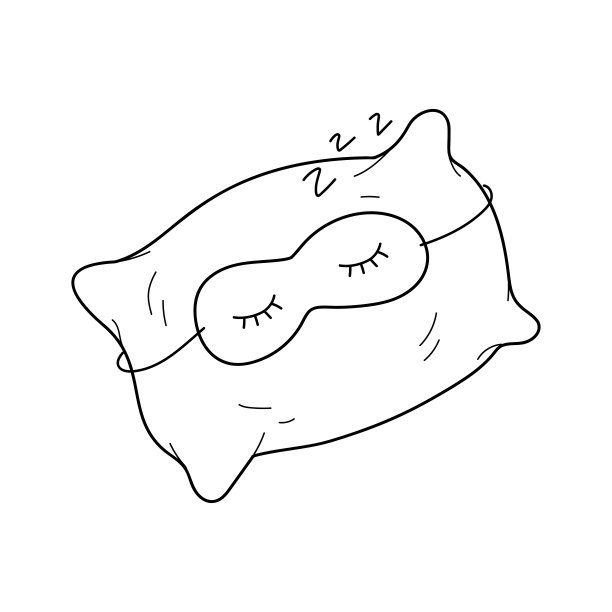 矢量插图涂鸦枕头在一个睡眠面具在手卓尔风格。健康的睡眠概念图片下载