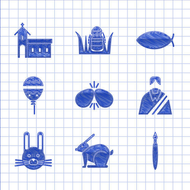 设置复活节彩蛋兔子油漆刷耶稣基督图片下载