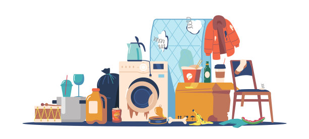 垃圾废物堆成不同的碎玻璃图片下载