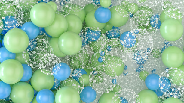 摘要球体分子结构神经网络区块链和人工智能概念图片下载