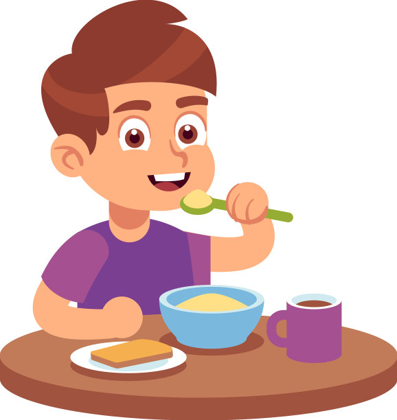 男孩吃早餐快乐，孩子健康营养图片下载