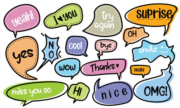 可爱的涂鸦语音泡泡彩色套汉图片下载