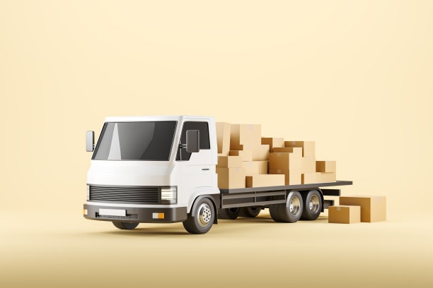 卡车满载纸箱，运送订单。本空间图片下载