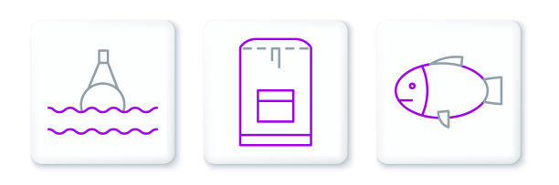 在海上设置鱼线浮筒图片下载