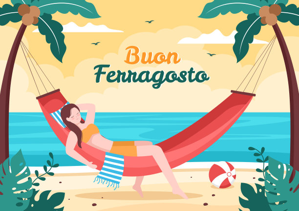 Buon ferragosto意大利海滩夏季节日图片下载