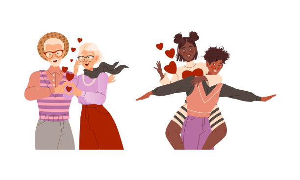 幸福的人在浪漫的关系设置图片下载