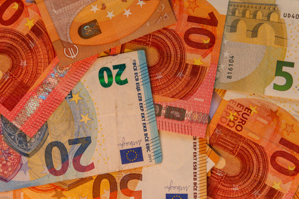 不同欧元纸币的背景图片下载