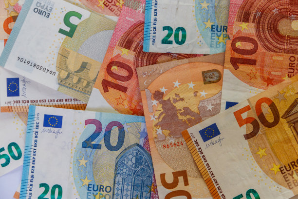 不同欧元纸币的背景图片下载
