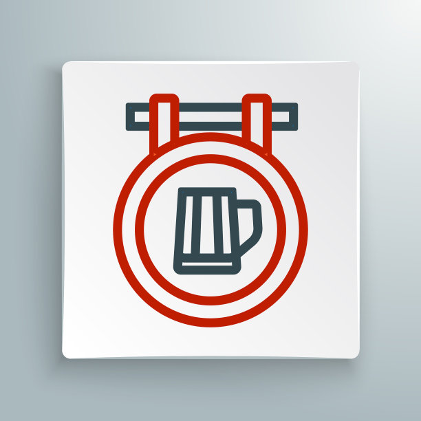 街道招牌上有一杯啤酒的图标图片下载