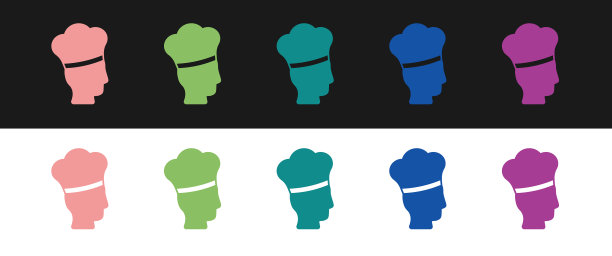 将意大利厨师图标孤立在黑白上图片下载