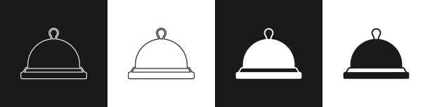 设置覆盖托盘上孤立的食品图标图片下载