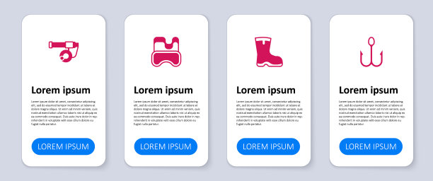 设置鱼钩、靴子、潜水面具和鱼竿图片下载