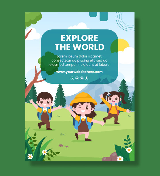 登山海报模板扁平化卡通图片下载