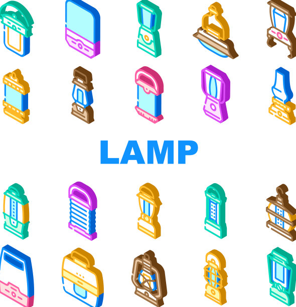 营地灯照明设备图标设置图片下载