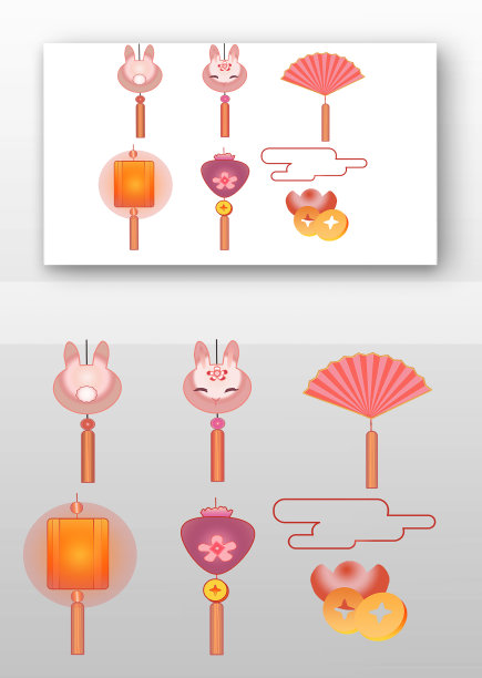 红色兔年渐变图标图片下载