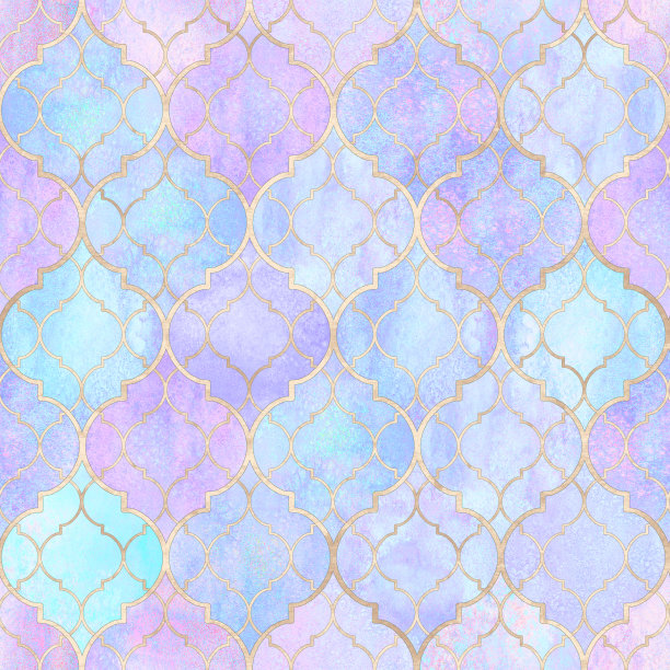 复古装饰摩洛哥无缝图案与黄金线图片下载